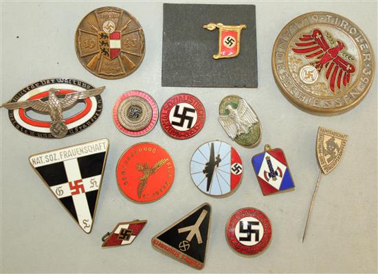 A collection of sixteen German Third Reich enamelled badges,